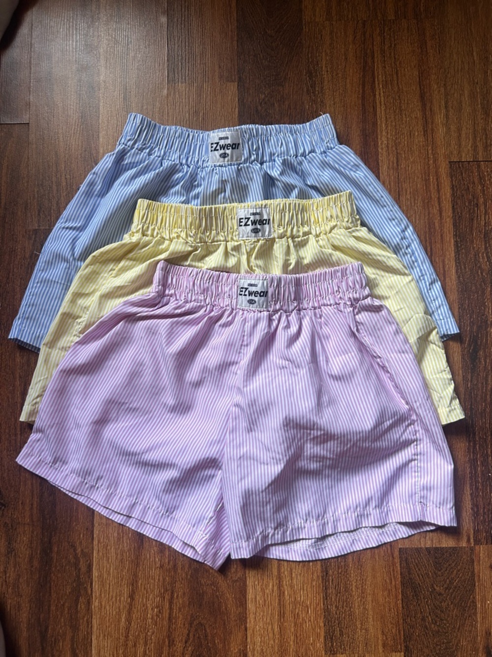 USED LIKE NEW! Striped Elastic Waist Short Set in Pastel Pink, Yellow & Blue